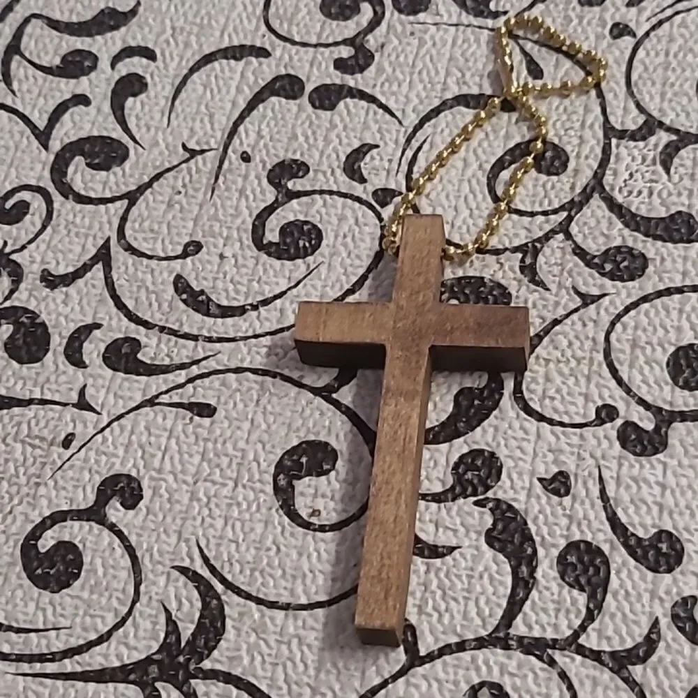 Wooden Cross Keychain